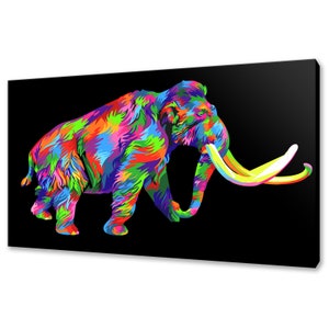 Mammoth  Canvas Art Print Wall Hangings Handmade Home Decor Customised Gifts Colourful Animals Wall Art Designs Fast Free UK Delivery