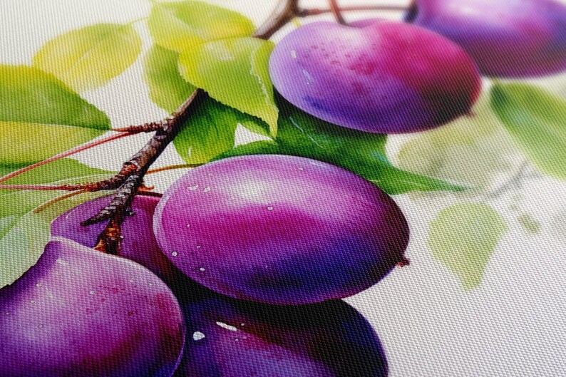 Purple Plums Fruits Watercolour Painting Canvas Print, Fruits Lover ...