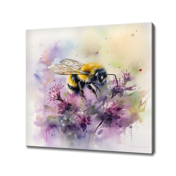 Honey Bees Watercolour Canvas Art Print Picture Wall Hanging Handmade Home Decor Customised Gifts Wall Art Fast Free UK Delivery