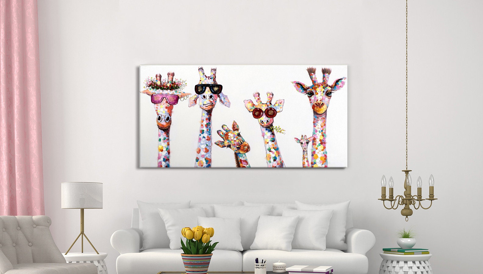Funky Giraffes Wall Art Canvas Print Picture Home Decor Etsy UK