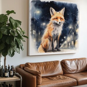 Urban Fox rustieke canvas print muurkunst – decor bos dieren – rode vos schilderij voor muren kinderkamer, slaapkamer, woonkamer of cottage