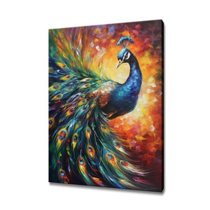 Majestic Peacock Art Print Canvas Print Picture Wall Hanging Handmade Art Print Home Decor Gifts Fast Free UK Delivery