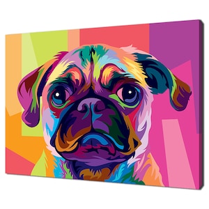 Pug Dog Wall Art Dog Canvas Print Dog Custom Art Pug Wall Hanging Handmade Art Print Home Decor Gifts Fast Free UK Delivery