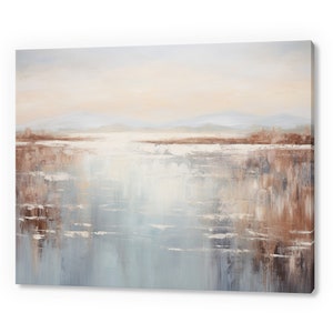 Vintage Country Spring Lake Landscape, Antique Countryside Print, Moody Painting Canvas Print, Living Room Wall Art, Farmhouse Decor Art