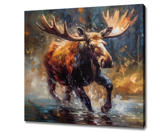 An Angry Moose Canvas Art Print Picture Wall Hanging Handmade Home Decor Customised Gifts Wall Art Fast Free UK Delivery