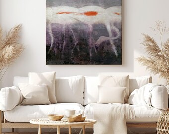 Flamants roses blancs, peinture à l'huile vintage, impression sur toile, art mural - Reproduction de décoration d'intérieur classique