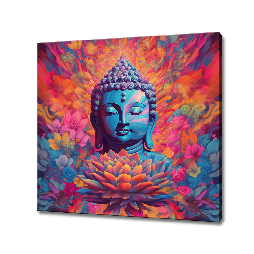 Buddha Colourful Lotus Flowers Canvas Print | Buddhist Zen Meditation ...