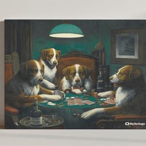 Stampa su tela di Cassius Marcellus Coolidge "Cani che giocano a poker" – Arte murale vintage per gli amanti dei cani