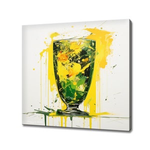 Yellow Cocktail Glass Canvas Print Art, Drinks Kitchen Wall, Bar Restaurant Wall Decor, Alcoholic Drinks Print, Classic Cocktails Mixology