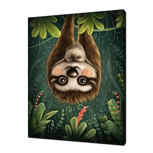 Cute Sloths Canvas Print Picture Home Decor Animals Handmade Wall Hangings Customised Gifts Fast Free UK Delivery