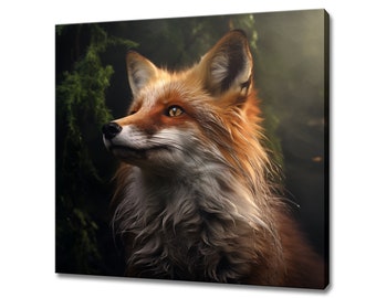 Majestic Red Fox In The Forest Canvas Art Print Wall Hanging, Handmade Home Decor Customised Gifts Animals Wall Art Fast Free UK Delivery