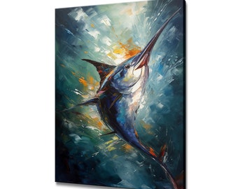 Portrait of a Swordfish Canvas Print Picture Wall Hanging Handmade Art Print Home Decor Gifts Fast Free UK Delivery