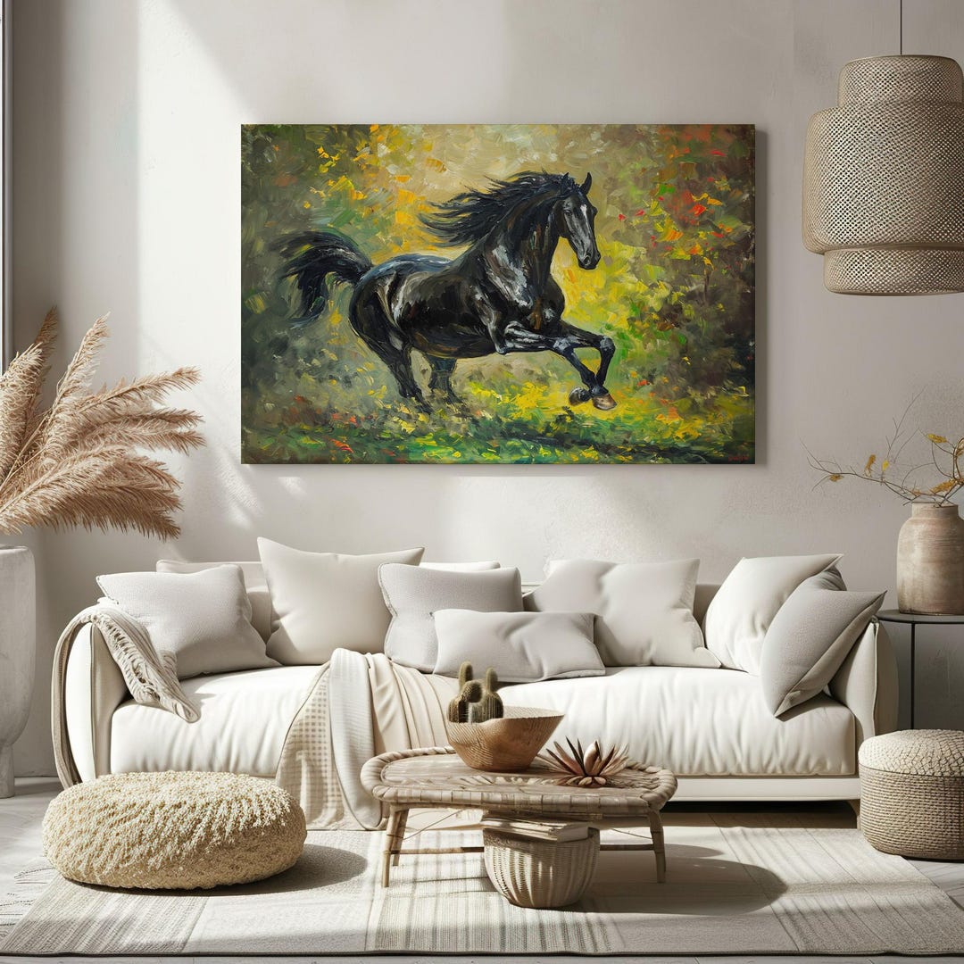 Black Horse Canvas Print Wall Art – Nature Artwork Decor - Etsy