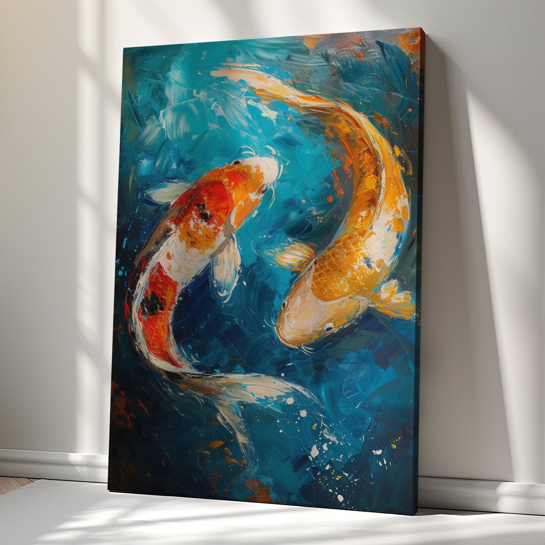 Koi Fish Canvas Print Wall Art – Abstract Water Art for Modern Home ...