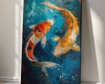 Koi Fish Canvas Print Wall Art – Abstract Water Art for Modern Home Décor