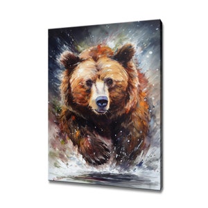 Grizzly Bear Art Print Canvas Print Picture Wall Hanging Handmade Art Print Home Decor Gifts Fast Free UK Delivery