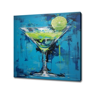 Glass Of Margarita Cocktail Canvas Print Art, Drinks Kitchen Wall, Bar Restaurant Wall Decor, Alcoholic Drinks Print, Cocktails Mixology