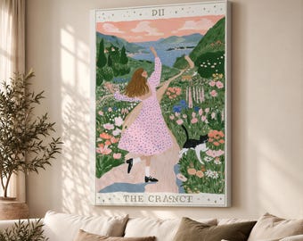 Dancing Girl Canvas Print, Pastel Expressionist Figurative Wall Art