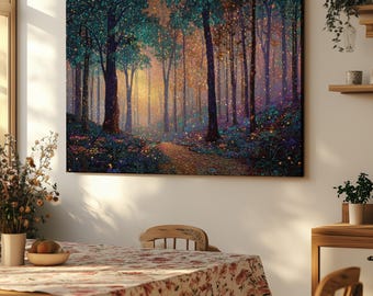 Enchanted Forest, Magical Landscape Canvas Print Wall Art – Contemporary Home Decor – Ready to Hang, Fade Resistant