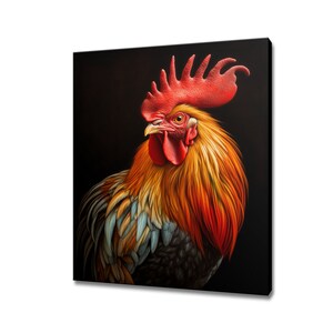 Hahn Vogel Tier Leinwanddruck | Geschenk für Hahn-Liebhaber | Vögel Zuhause Wanddekor I Hahn Huhn Wand Kunst | Kunstwerk für Bauernhaus