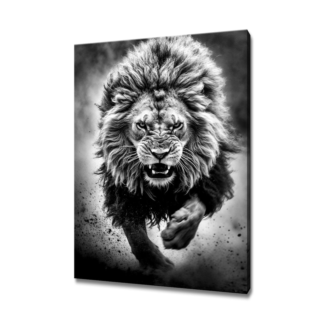 Stunning Art Print Angry Lion Canvas Print Wall Art Home Decor Handmade