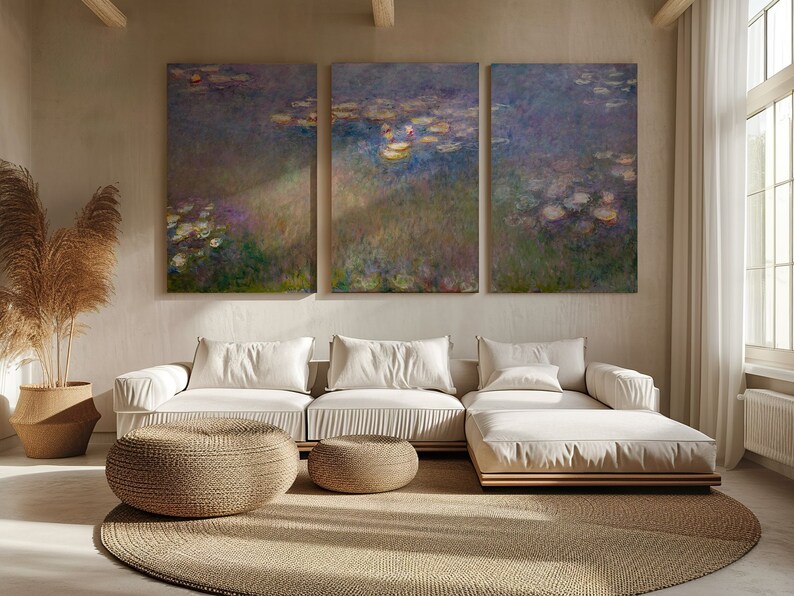 Water Lilies Claude Monet Canvas Print, Set of Three Wall Art ...