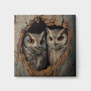 Eulen Leinwanddruck | Niedliche Eulen Wandkunst für Kinderzimmer Dekor | Einzigartiges Tier Kunstwerk | Perfektes Geschenk für Eulenliebhaber & Naturliebhaber
