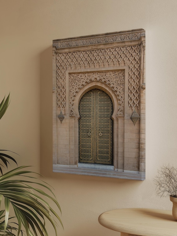 Traditional Moroccan ancient wooden entry door, Modern Canvas Print Wall Art – Gallery Wrapped & High Quality – Fade Resistant