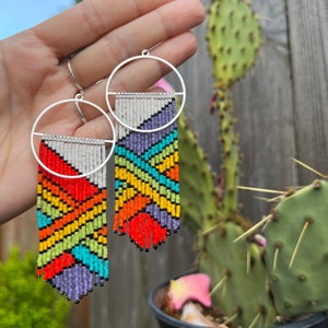 Rainbow Pride Earrings - LGBTQ+ Pride Jewelry - Gay Lesbian Bi Pride  - Unique Style Beaded Earrings | Handmade
