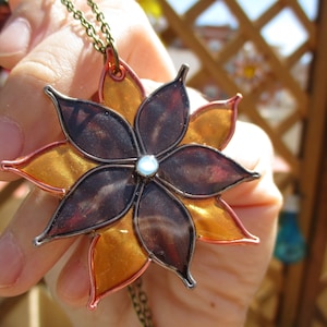 Lotus flower pendant, long necklace for women, lotus necklace. Handmade jewelry, wire jewelry. Handmade jewelery. Original gift.