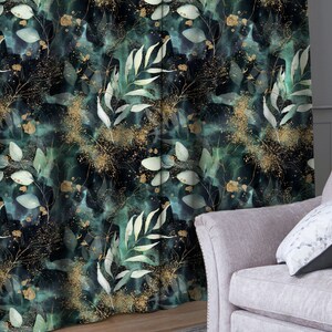 Golden Forest Floral Garden Window Sheer Curtain Dark Z132