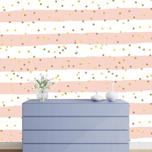 Pink And Gold Striped Wallpaper