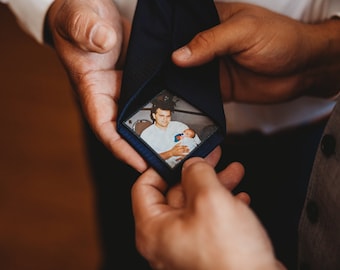 Parche fotográfico personalizado para corbatas, pajaritas, regalos, parche de corbata, abuelo, boda, padre de la novia, día del padre, misionero, aniversario, papá