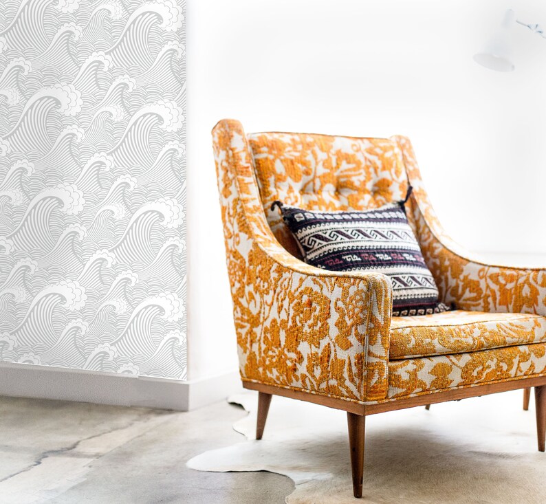 Japanese Waves Wallpaper Peel & Stick Wallpaper Removable Etsy