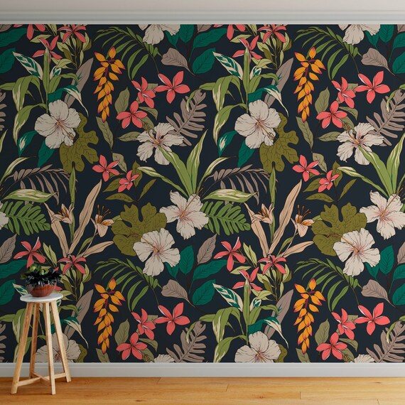 Vibrant Tropical Wallpaper Jungle Floral Removable Etsy