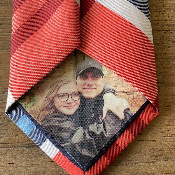 Parche fotográfico personalizado para corbatas, pajaritas, bodas, padre de la novia, papá, novio, misionero, regalo personalizado, primer encuentro, microboda, Navidad
