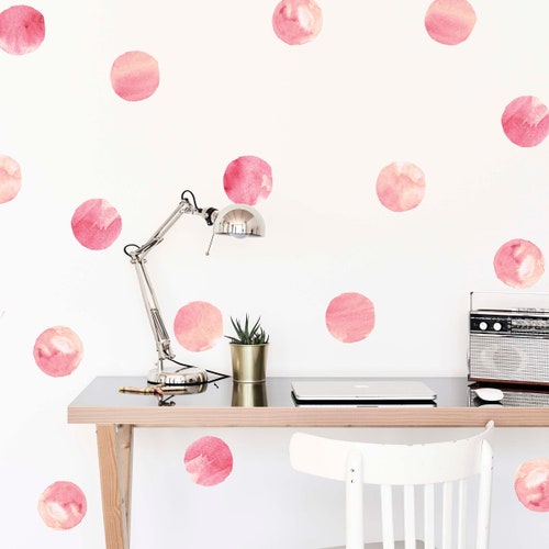 Pink Watercolor Dots Wallpaper Decals Removable Wallpaper Etsy