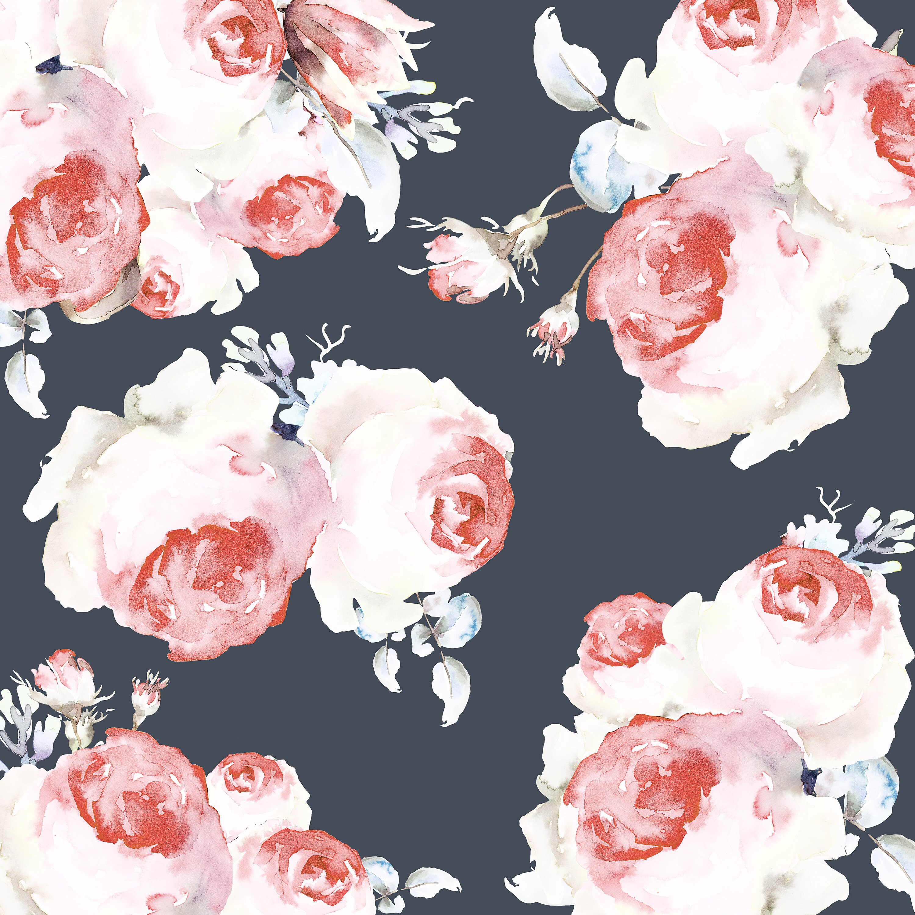 Navy Floral Peel and Stick Wallpaper removable wallpaper | Etsy