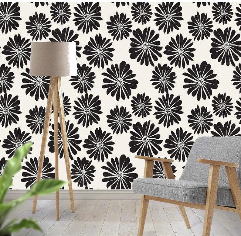 Retro daisy peel and stick wallpaper removable | Etsy