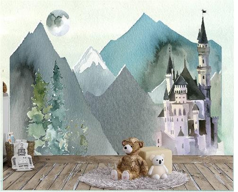 Fantasy Castle Peel and Stick Wallpaper Mural Great for - Etsy