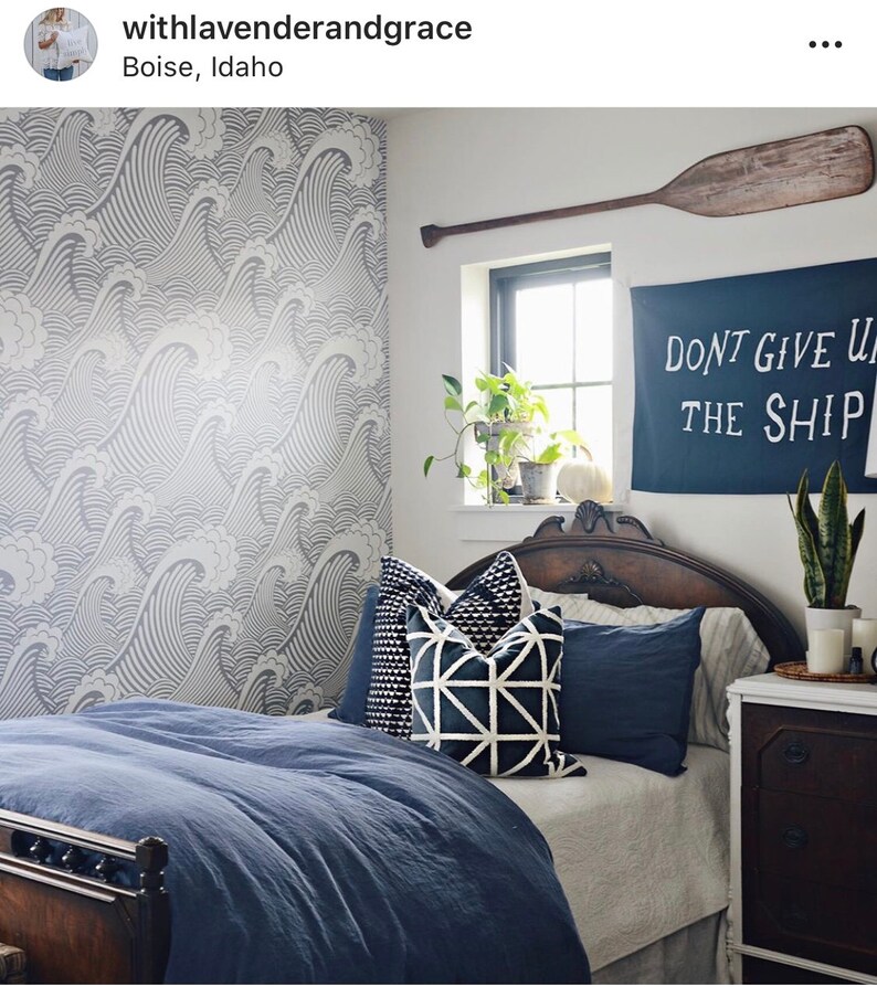 Japanese Waves Wallpaper Peel & Stick Wallpaper Removable Etsy