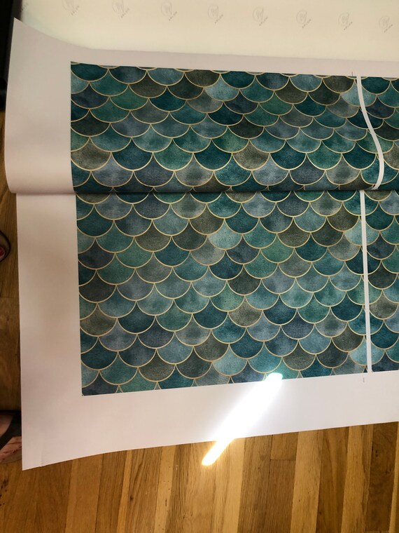 Mermaid Tile Scallops Peel and Stick Wallpaper Ocean Etsy