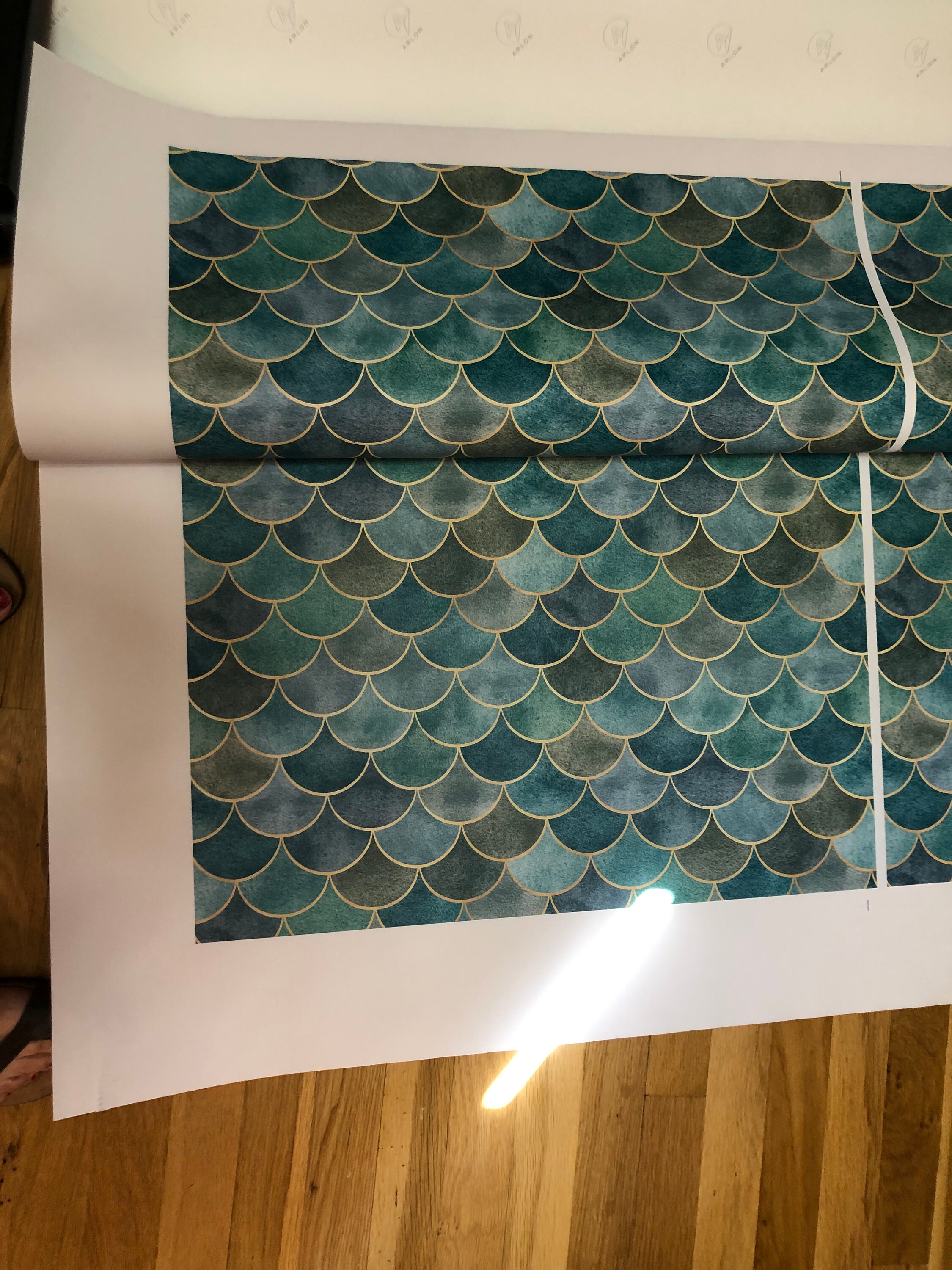 Mermaid Tile Scallops Peel and Stick Wallpaper Ocean Etsy