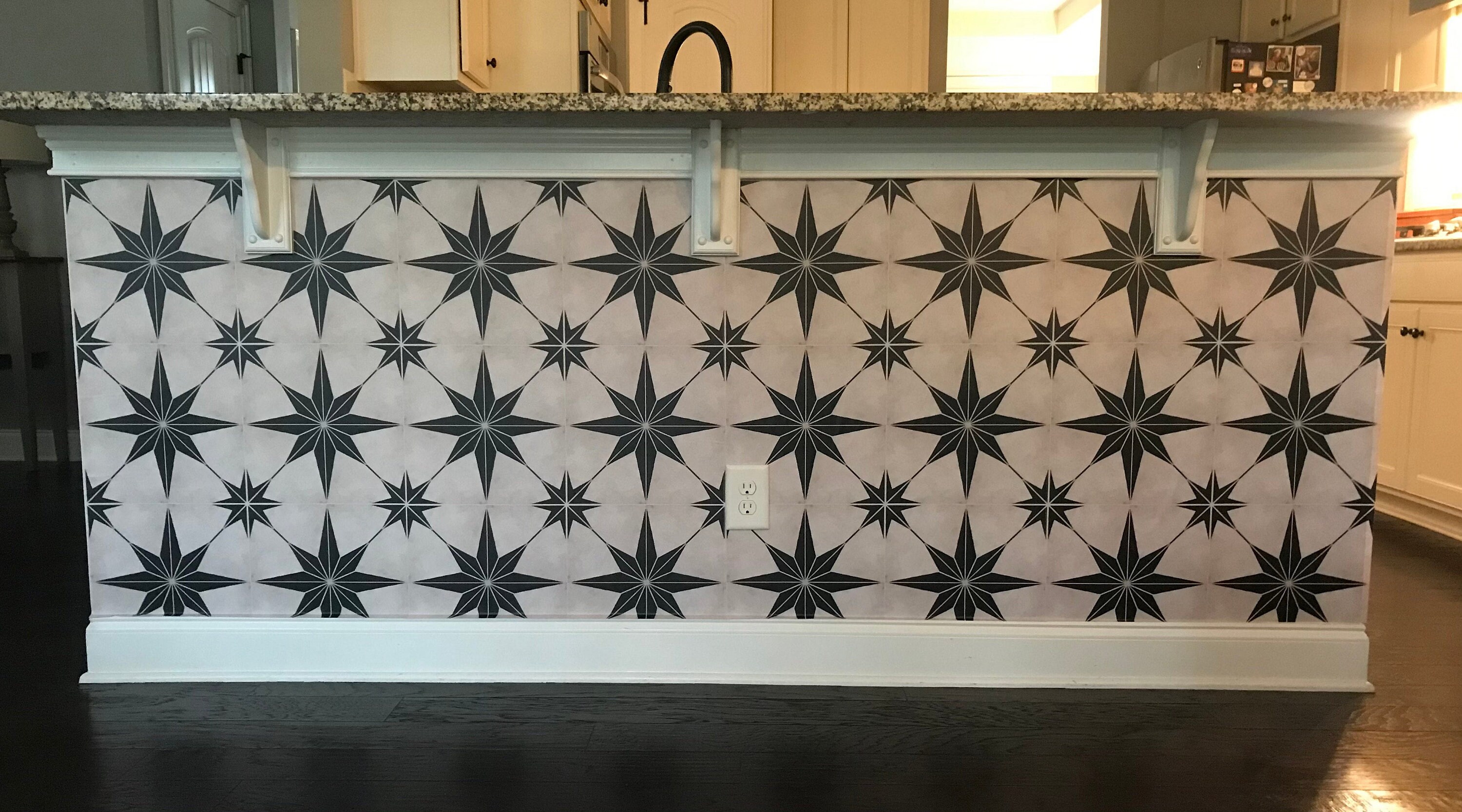 Moroccan Star tile backsplash staircase wallpaper peel and | Etsy