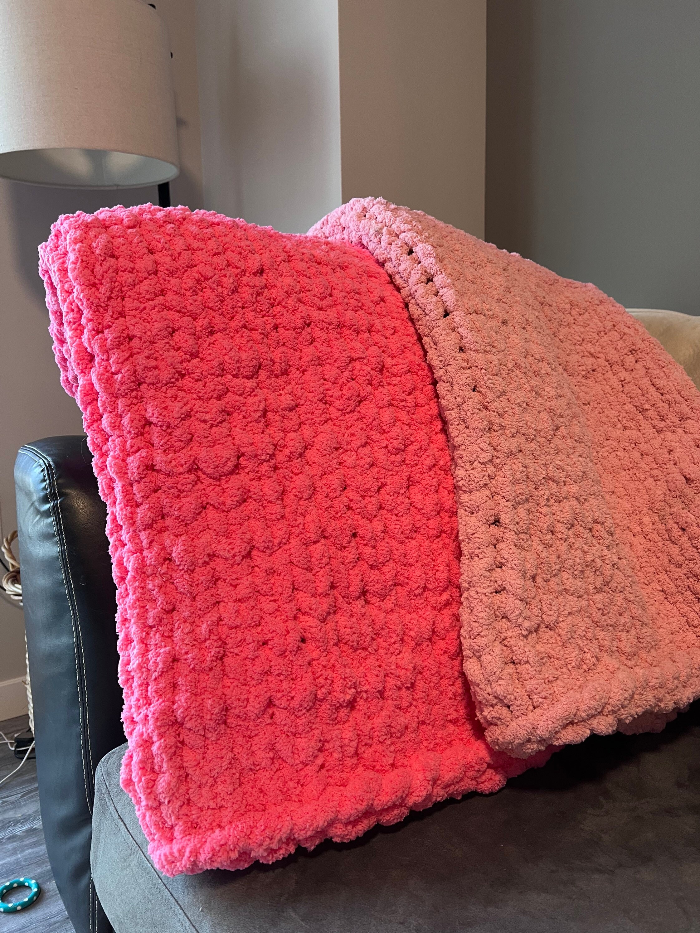 Chunky Hand Knit Chenille Blanket Etsy