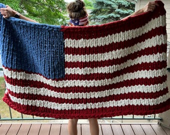 アメリカ国旗ブランケット、ビデオチュートリアル、手編み - Etsy 日本