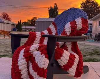 Chunky Knit American Flag Blanket