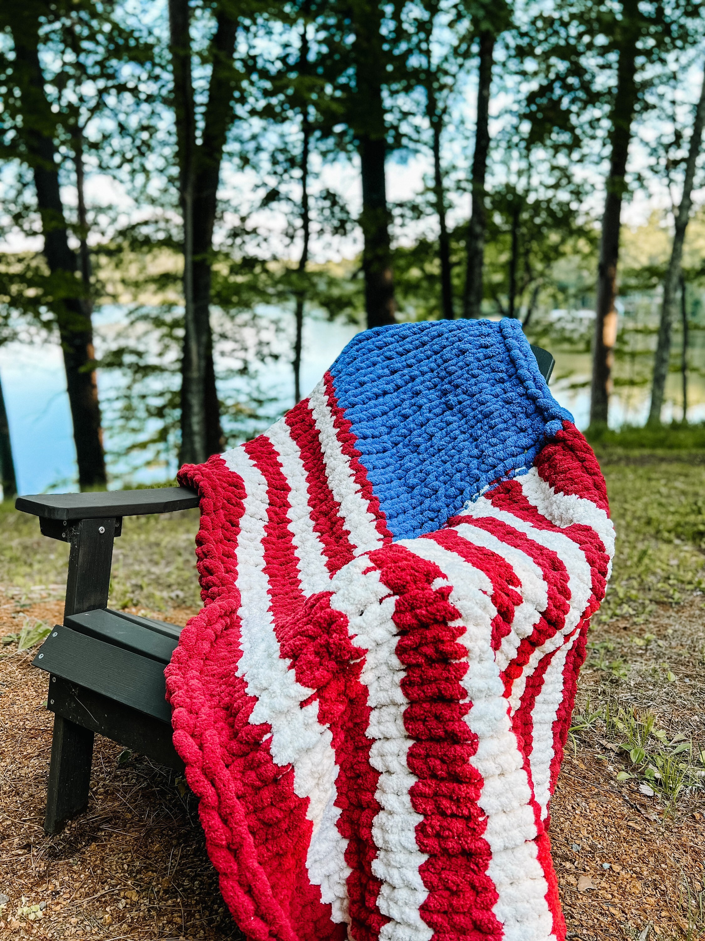 Chunky Knit American Flag Blanket Etsy