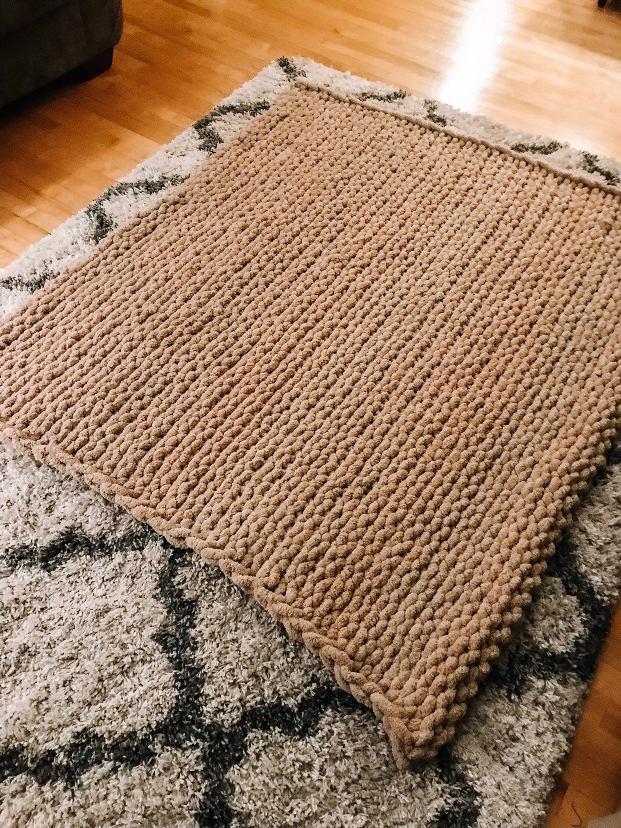 Chunky Hand Knit Chenille Blanket Etsy