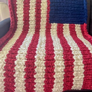 Chunky Knit American Flag Blanket